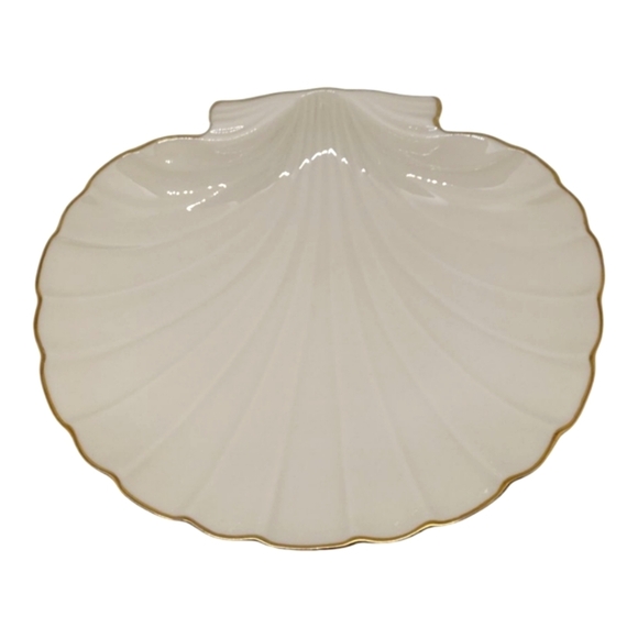 Lenox Vintage Clam Shell-Shaped Trinket Soap Dish with Gold Trim - Picture 2 of 7